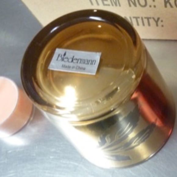 Set of 6 Gold Poinsettia Glow Glass Votive Tea Light Candle Holders NIB - Picture 4 of 4